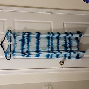 Chico's Midi/Maxi Dress Blue White Tye Dye Size 2